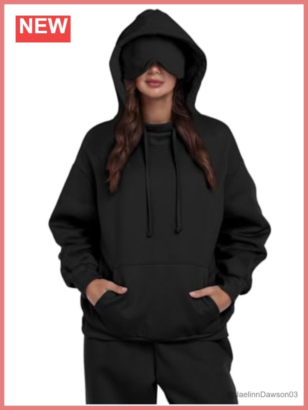Oversized Hoodie with Built-In Eye Mask Travel Sweatshirt